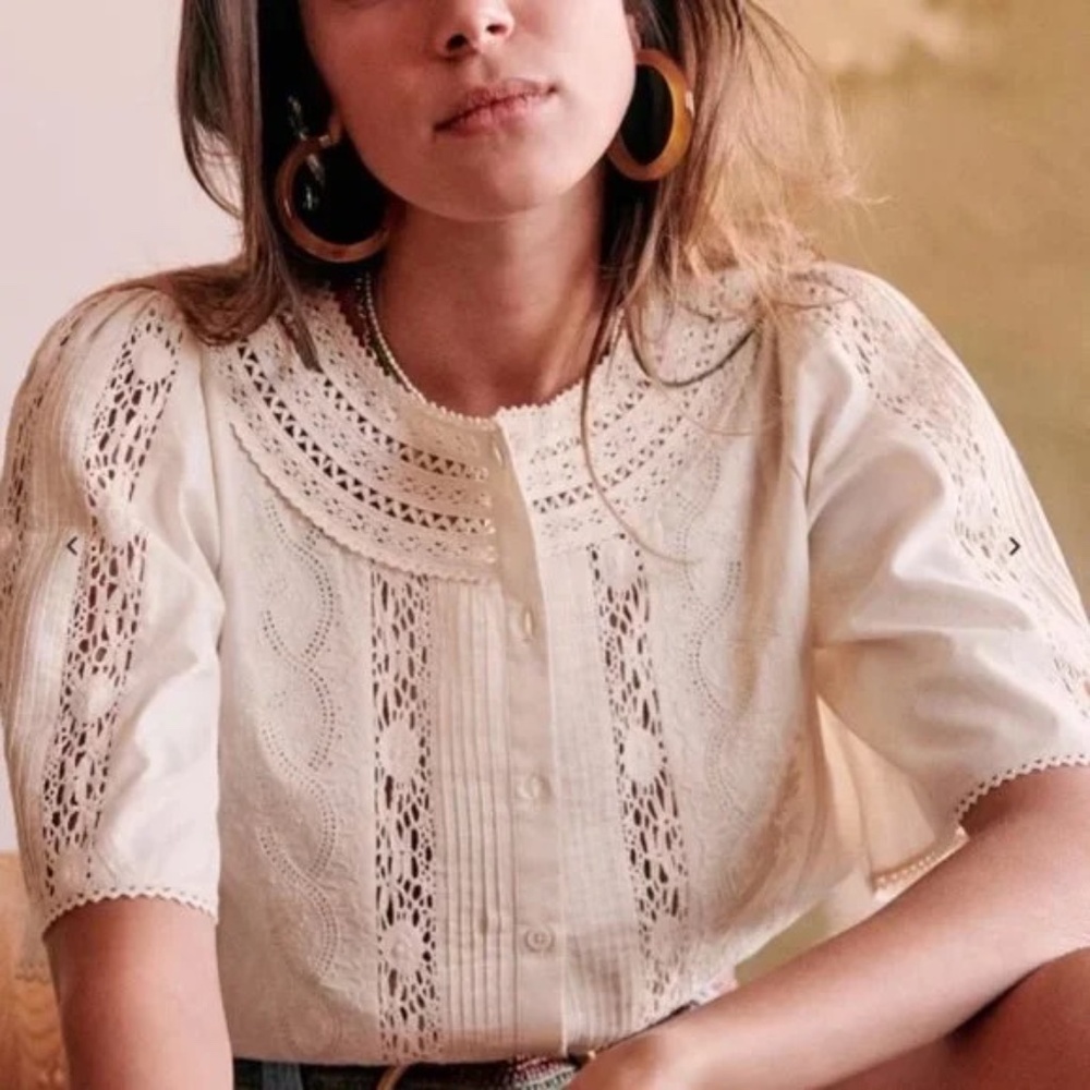 Sezane Jane Blouse Size US 4 Ecru
